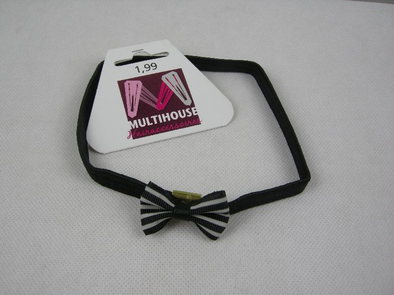 (image for) Elastische haarband met strik zwart wit